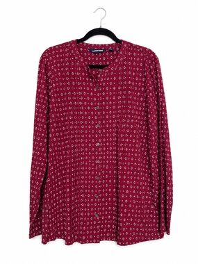 Lands End Knit Pintuck Button Front Tunic Top  - Women's Size XL